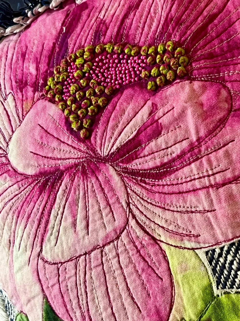 Vibrant Pink Floral 20” Throw Pillow Cover - Picture 2 of 3